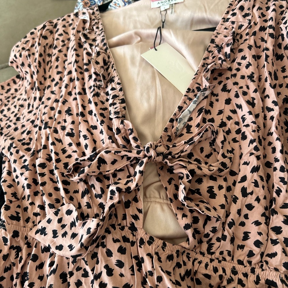 ANDREE BY UNIT Blush Pink Animal Print Tie-Front High-Low Dress